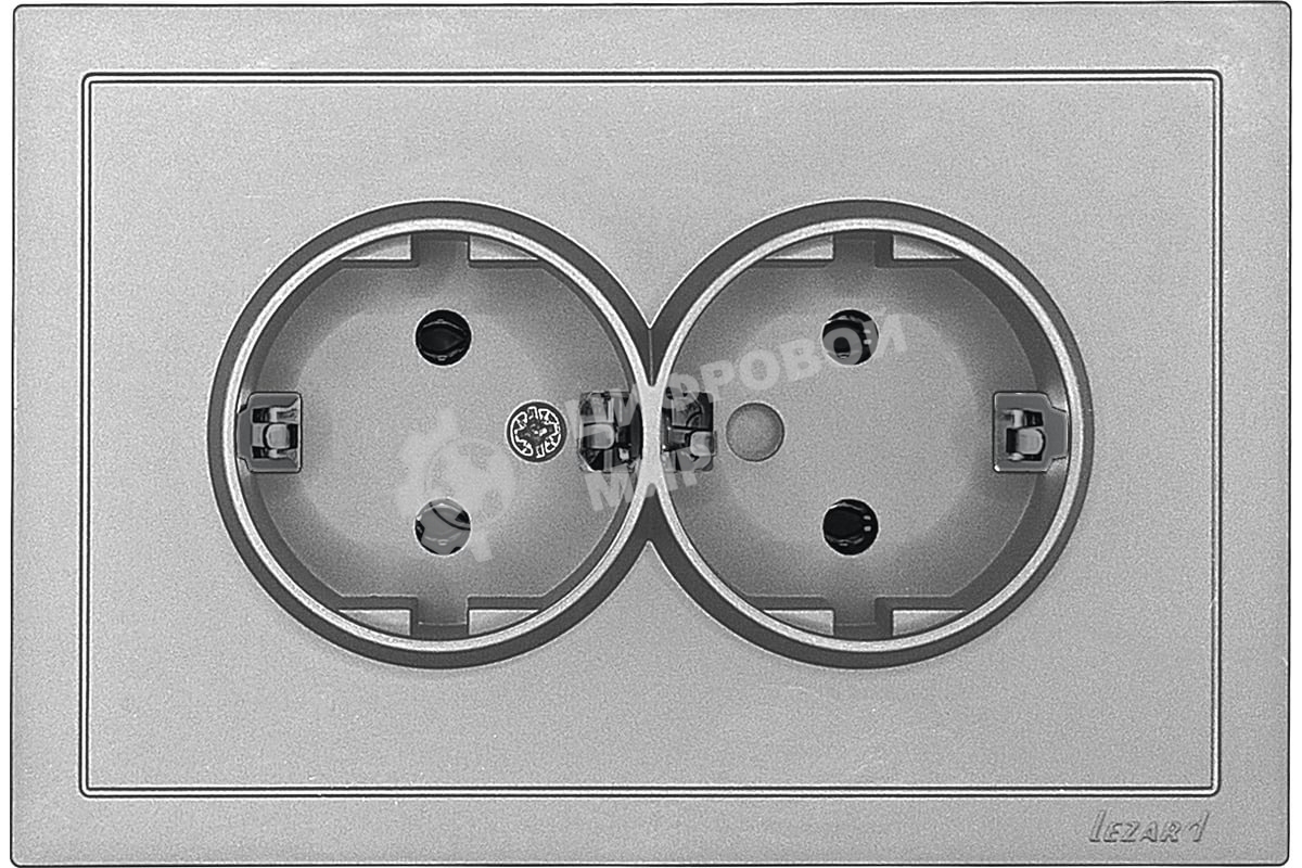 Розетка 2-мест. б/з СП ZIMA IP20 16А ПБТ безвинт. зажим серый матовый LEZARD 704-7400-128BQC