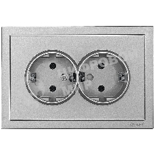 Розетка 2-мест. б/з СП ZIMA IP20 16А ПБТ безвинт. зажим серый матовый LEZARD 704-7400-128BQC