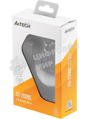 Мышь беспроводная A4Tech G3-200NS черный, 1200 dpi, радиоканал, USB, кнопки - 3