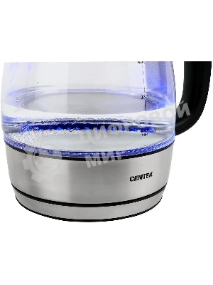 Чайник электрический Centek CT-0018, 1.2л, 1600Вт, стекло, серебристый