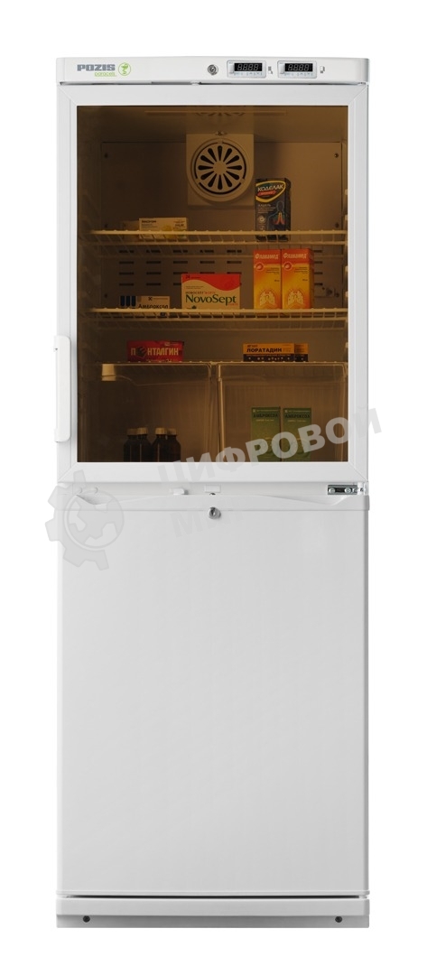 Холодильник фармацевтический Pozis ХФД-280-1 с дверьми с тонированным стеклом двухкамерный 280л