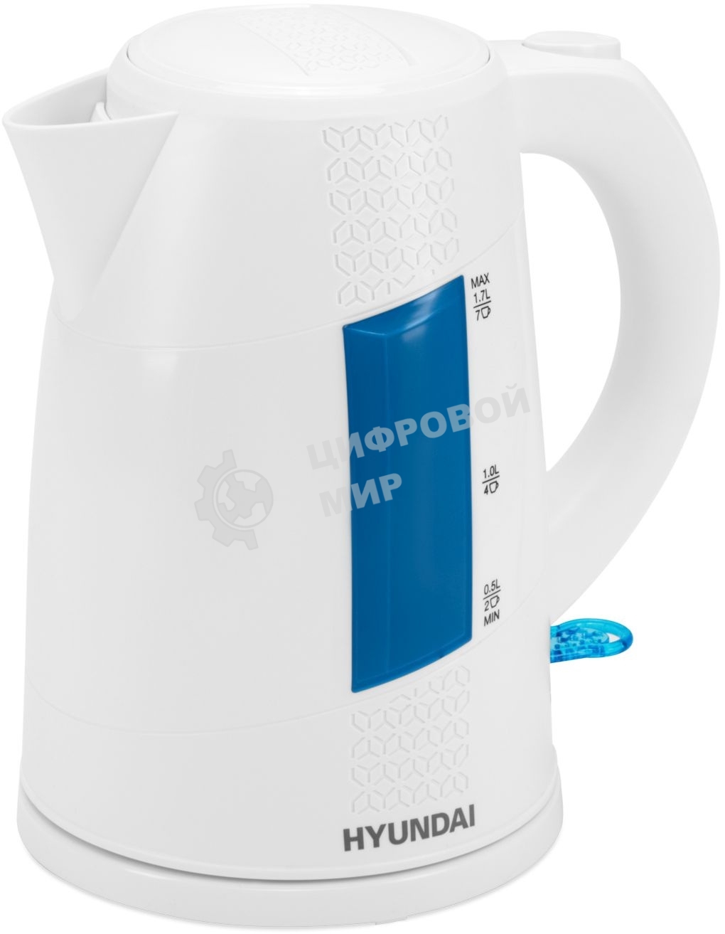 Чайник электрический Hyundai HYK-P2407 1.7л. 2200Вт белый/голубой (корпус: пластик)