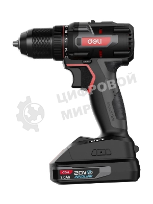 Дрель-шуруповерт Deli DE-DZ20-2D2, 20 В, 2 Ач, 70 Нм, бесщеточный