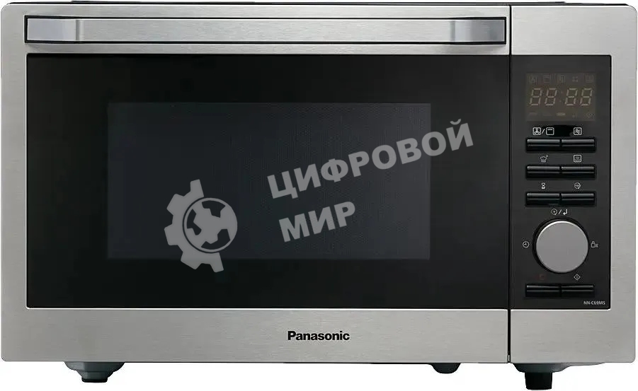 Микроволновая печь Panasonic NN-C69MSZPE нержавеющая сталь/черный, 30 л, 1000 Вт, переключатели - кнопки, поворотный механизм