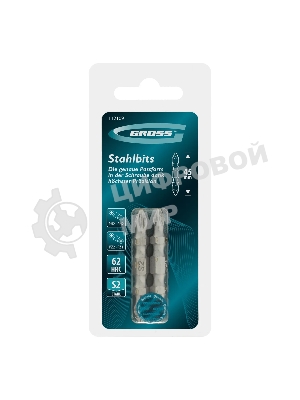 Набор бит двухстор. Gross PH2-PH2х45мм, PZ2-PZ1х45мм, сталь S2, 2 шт.