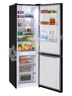 Холодильник Nordfrost RFC 390D NFGB черное матовое стекло двухкамерный 240/95л морозилка снизу