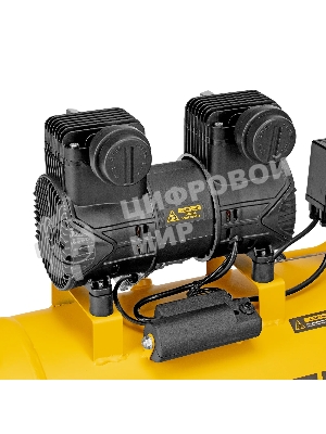 Компрессор безмасляный малошумный Denzel DLP-1500/50, 1,5 кВт, 50 л, 2850 об/мин, 250 л/мин