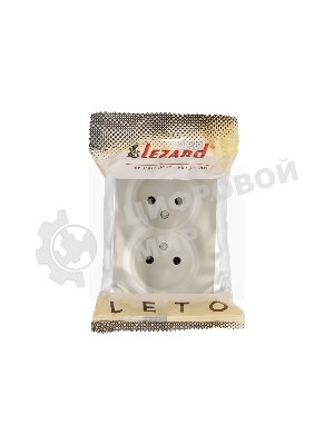 Розетка 2-м ОП LETO без заземл. закрытый корпус ПБТ крем LEZARD 752-0300-128B