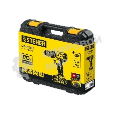 Дрель-шуруповерт STEHER CD-200-1, 20 В, 2 Ач, 45 Нм, бесщеточный