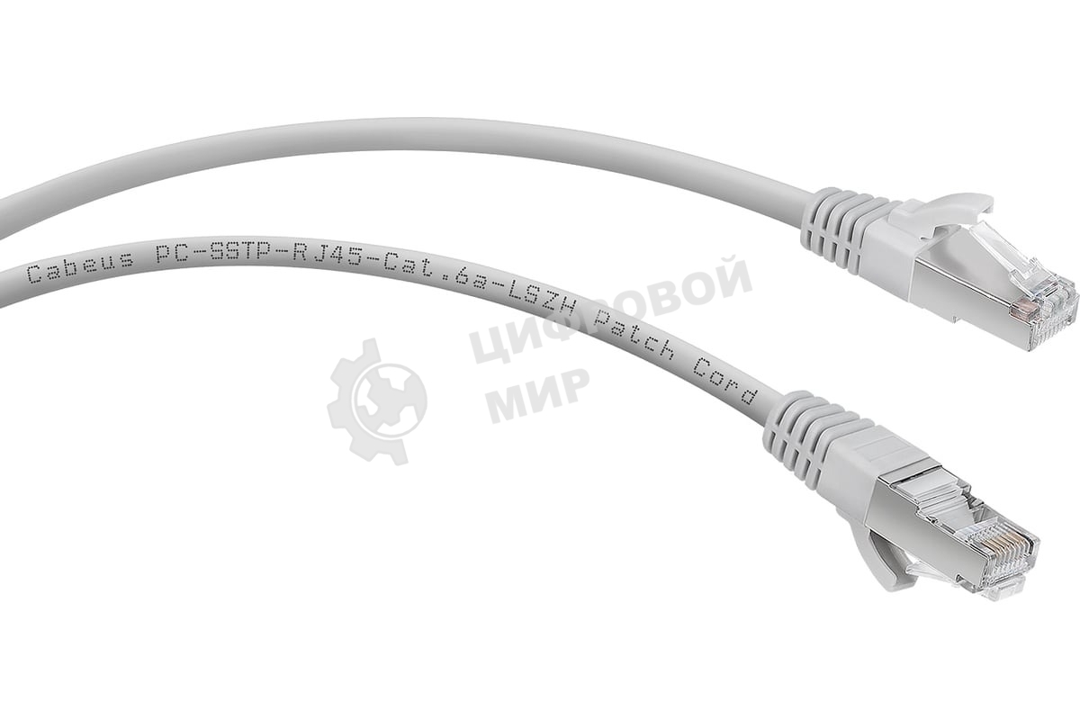 Шнур комм. Cabeus, кат. 6A, экр., S/FTP, RJ45/RJ45, LSZH, AWG26 10м, серый
