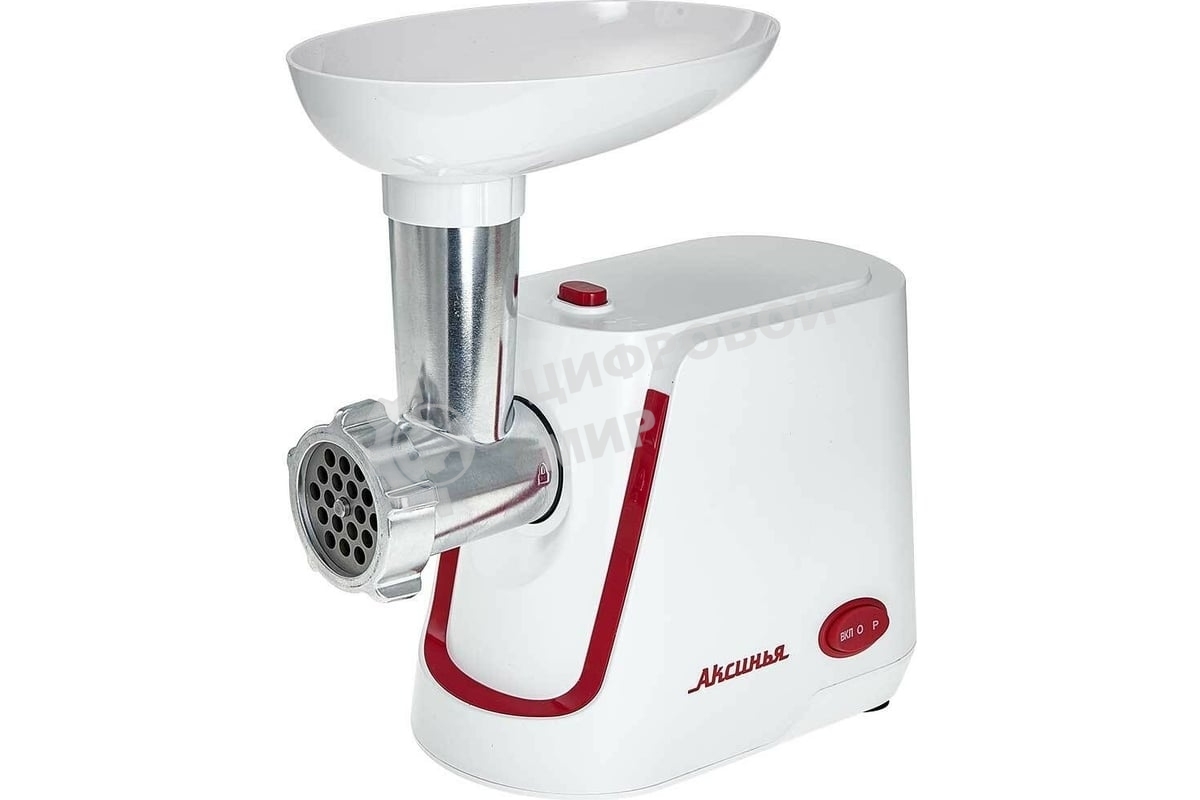 Мясорубка электрическая АКСИНЬЯ КС-2002 белый, 2000 Вт, 1.7 кг/мин, реверс, защита от перегрузки, насадки - 5