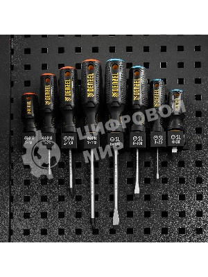 Набор отверток на полке Denzel 8 шт., PH+SL, S2, 3к рукоятка