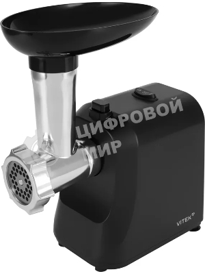 Мясорубка электрическая Vitek VT-MG3600 черный, 1800 Вт, 1.6 кг/мин, реверс, защита от перегрузки, насадки - 4