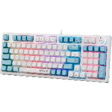 Клавиатура проводная Defender Hawk GK-418, USB, белый/голубой