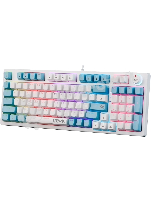 Клавиатура проводная Defender Hawk GK-418, USB, белый/голубой