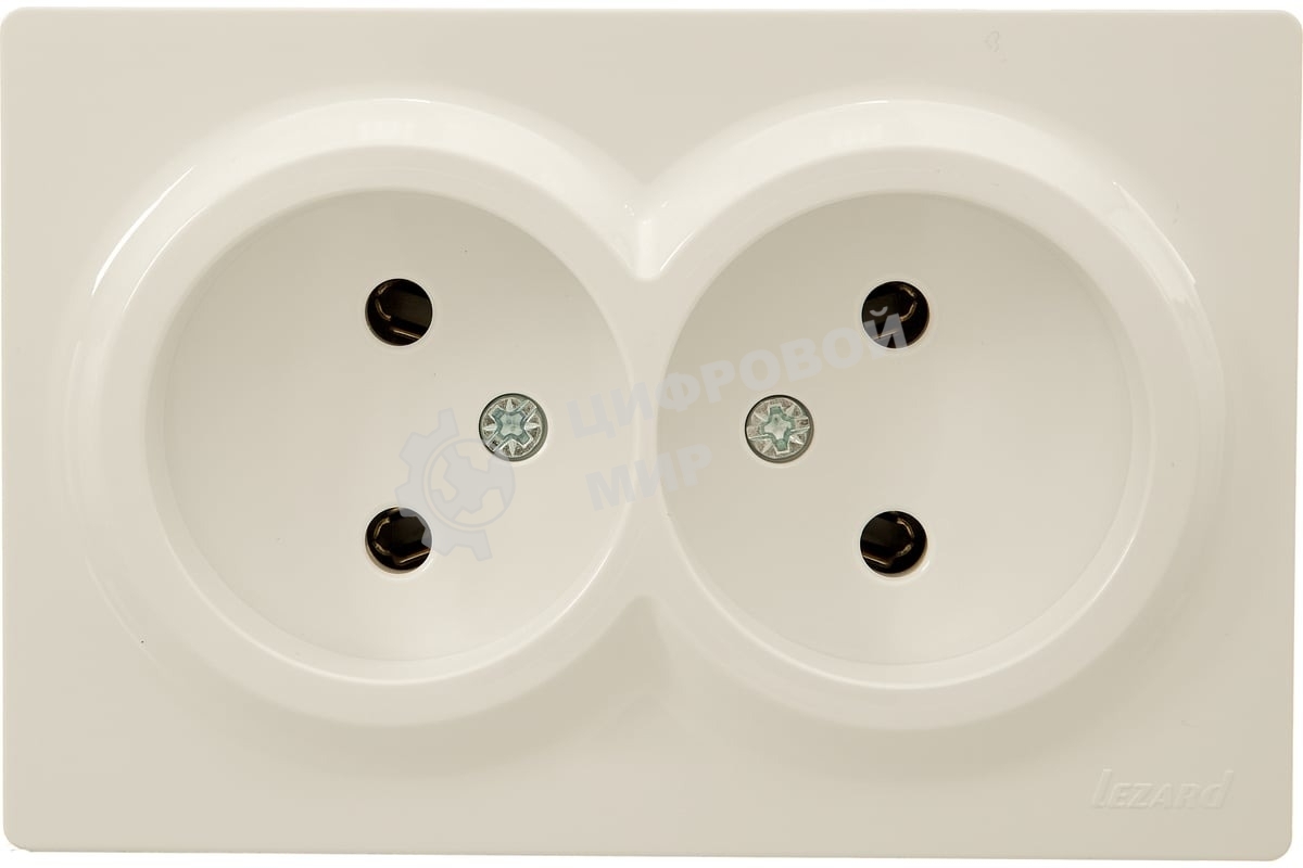 Розетка 2-м ОП LETO без заземл. закрытый корпус ПБТ крем LEZARD 752-0300-128B