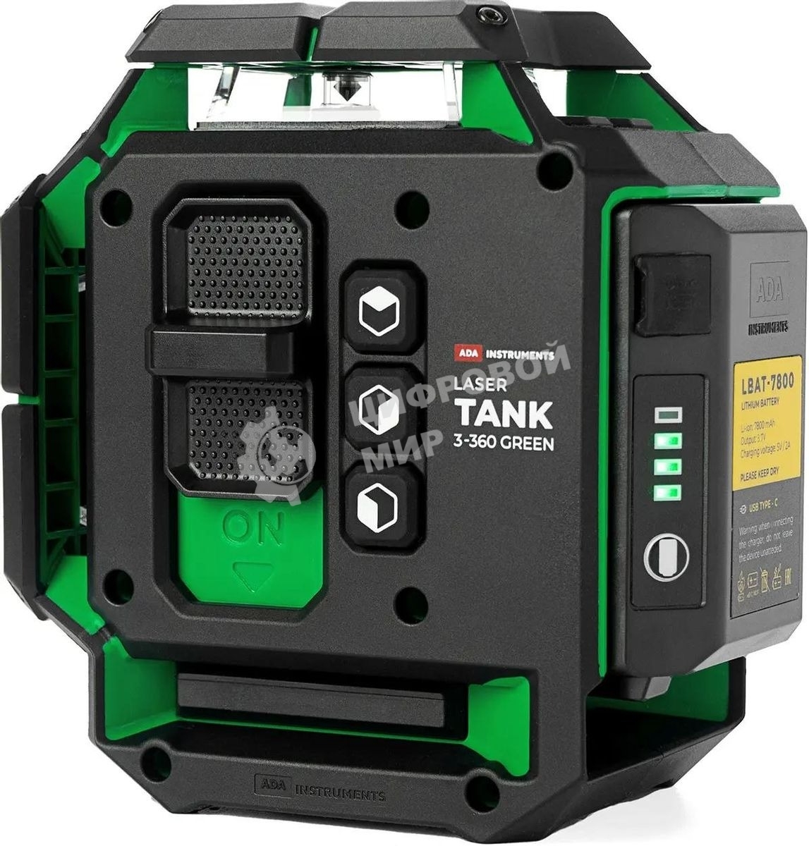 Уровень лазер. Ada LaserTANK 3-360 2кл.лаз. 515нм цв.луч. зеленый 3луч. (А00633)
