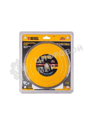 Диск алмазный отрезной Denzel 230 х 22,2 мм, сплошной, супертонкий, горячий пресс, мокрое резание