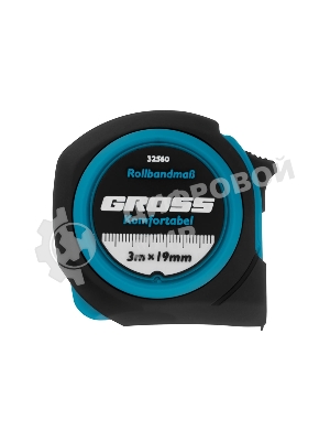 Рулетка Gross Komfortabel, 3 м х 19 мм, обрезиненный корпус