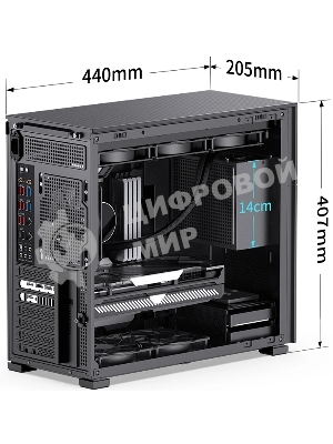Компьютерный корпус без блока питания JONSBO D41 STD Black ATX без БП, боковая панель из закаленного стекла, mini-ITX, micro-ATX, ATX, черный