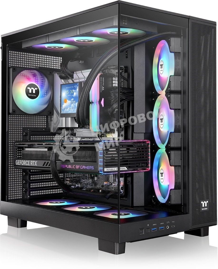 Компьютерный корпус Thermaltake View 380 XL TG ARGB черный без БП E-ATX 2x120мм 2xUSB3.0 audio bott PSU