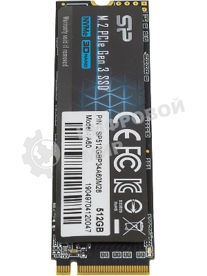 Накопитель SSD Silicon Power P34A60, 512Gb, M.2 2280, PCIe 3.0 x4, NVMe, R/W 2200/1600