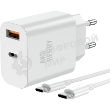 Зарядное устройство Aksberry T43 20W PD + QC3.0 + кабель Type C, белый