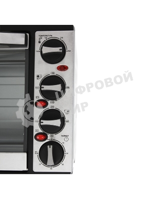 Мини-печь Mystery MOT-3330 (нержавеющая сталь, 1500 Вт, 2 конфорки, гриль, съемный вертел)