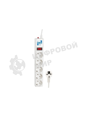 Фильтр-удлинитель, PC 0,5 м 5 р, бел. 10А, SPG-B-0,5M-WHITE