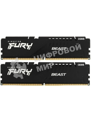 Оперативная память Kingston Fury Beast, DDR5, 32GB (2x16GB), 5600MHz, CL40, DIMM, с радиаторами, черный