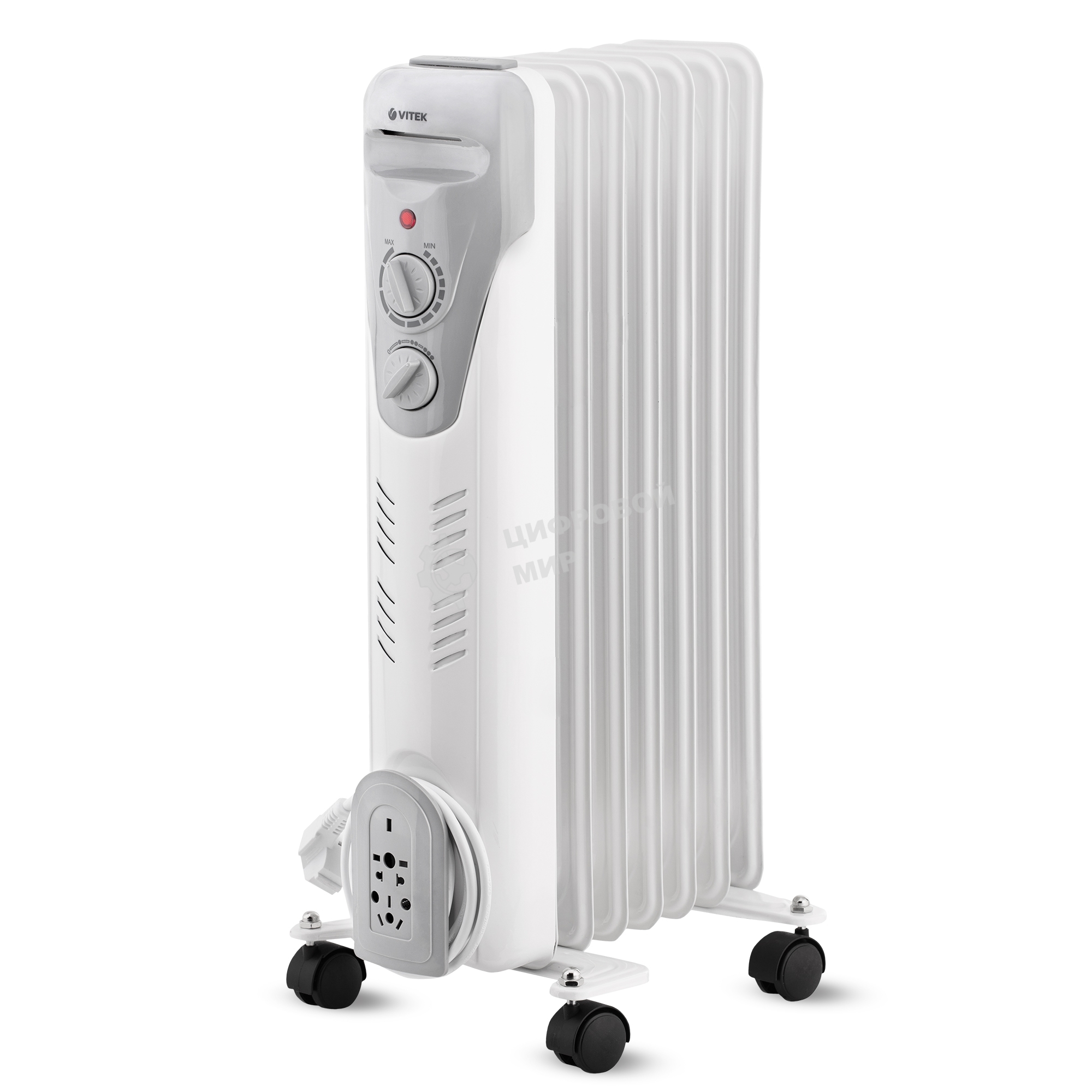 Масляный обогреватель Vitek VT-1708 W (7 секций) белый, 1500 Вт, 20 м2, термостат