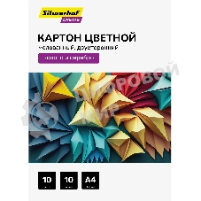 Картон цветной Silwerhof мелованный, 10л. 10цв. A4 Create 240г/м2 папка