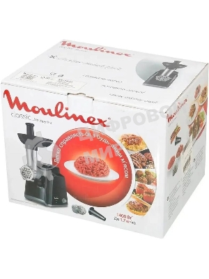 Мясорубка электрическая Moulinex ME105830 черный, 1400 Вт, 1.7 кг/мин, реверс, защита от перегрузки, насадки - 3