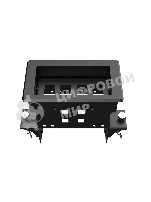 Прямоугольный металлический корпус Wize Pro WRTS-04BOX-B для модульной системы врезного лючка в стол с убирающейся крышкой для установки до 4 модулей-вставок, преустановленная рамка, черный