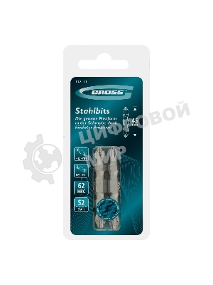 Набор бит двухстор. Gross PH2-PH1х45мм, PZ2-PZ1х45мм, сталь S2, 2 шт.