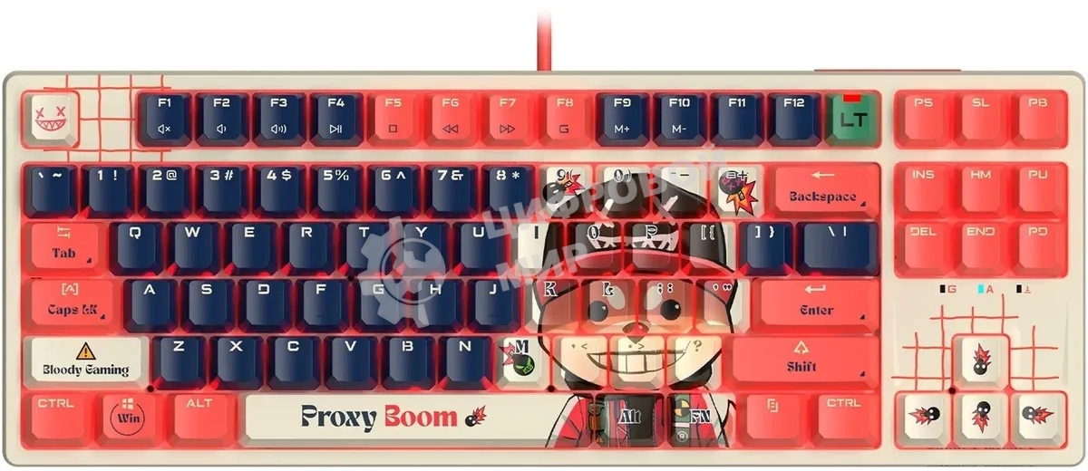 Клавиатура проводная A4Tech Bloody AT87 Proxy Boom USB бежевый/красный