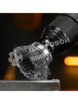 Набор щеток для дрели Denzel 2 Плоские 50-75 мм, 3 Чашки 25-50-75 мм, шпилька, нерж.вит. проволока