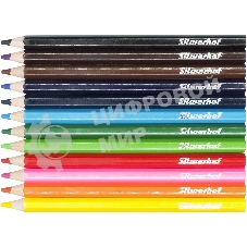 Карандаши цветные Silwerhof Create Jumbo 6мм, шестигранный профиль, дерево, ассорти, 12 цветов, коробка с европодвесом