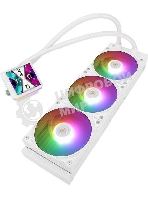 Водяное охлаждение для процессора Thermalright Grand Vision 360 (360mm, LED, White, ARGB/Fans: 3x120mm, 80.45CFM, 29.4dBA, 2150RPM/Pump height 72.5mm, 6400RPM, Rad thickness 27mm/S: 1700, 1200, 1851, 115X, 2011, 2066, AM5, AM4)