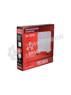 Конвектор электрический Ресанта ОК-1000Е белый, 1000 Вт, 10 м2, термостат, дисплей