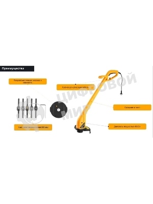 Триммер электрический Deko DKTR450 450Вт разбор.штан. реж.эл.:леска упак.:1шт.