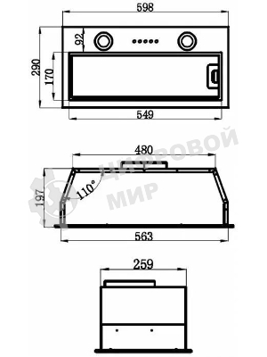 Вытяжка встраиваемая Maunfeld THAMES 601PM нержавеющая сталь, 60 см, 850 куб. м/ч, 44 дБ
