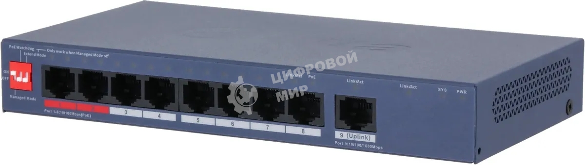 Коммутатор Dahua DH-CS4009-8ET1GT-110 8x100 Мбит/с 1x1 Гбит/с управляемый