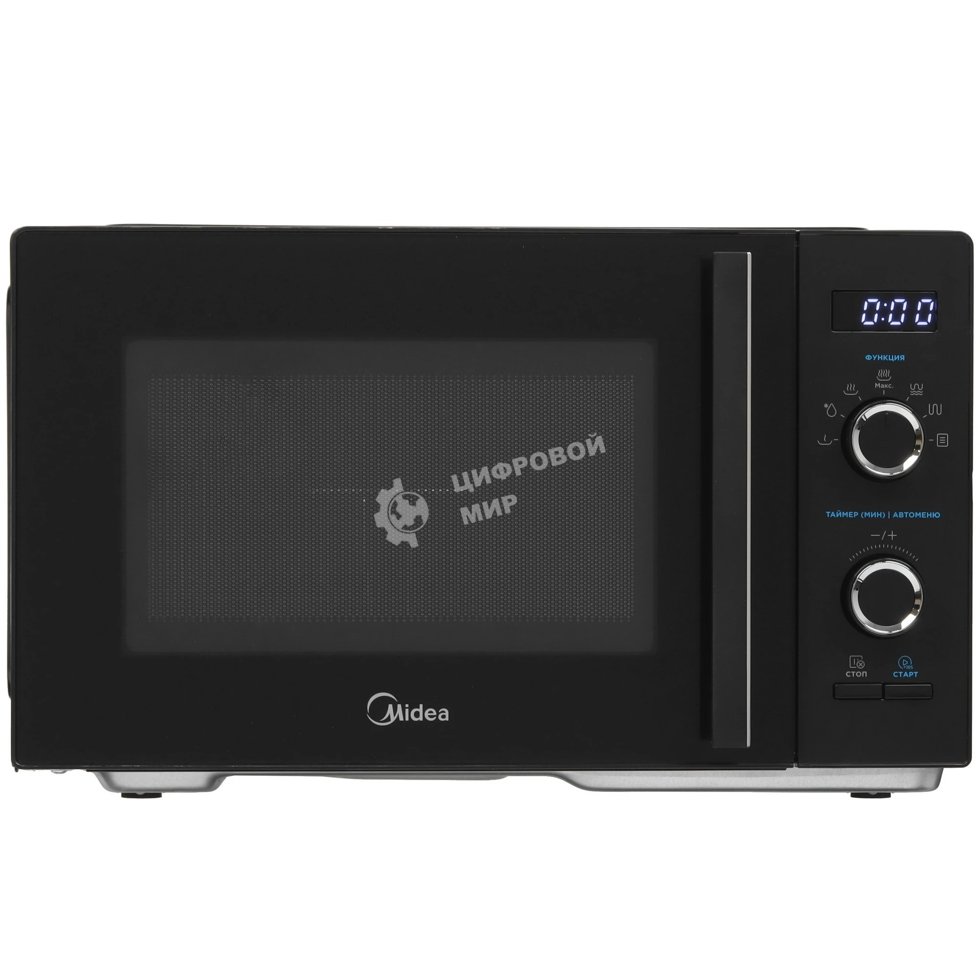 Микроволновая печь Midea AG825P2ET-B черный, 25 л, 800 Вт, переключатели - кнопки, поворотный механизм