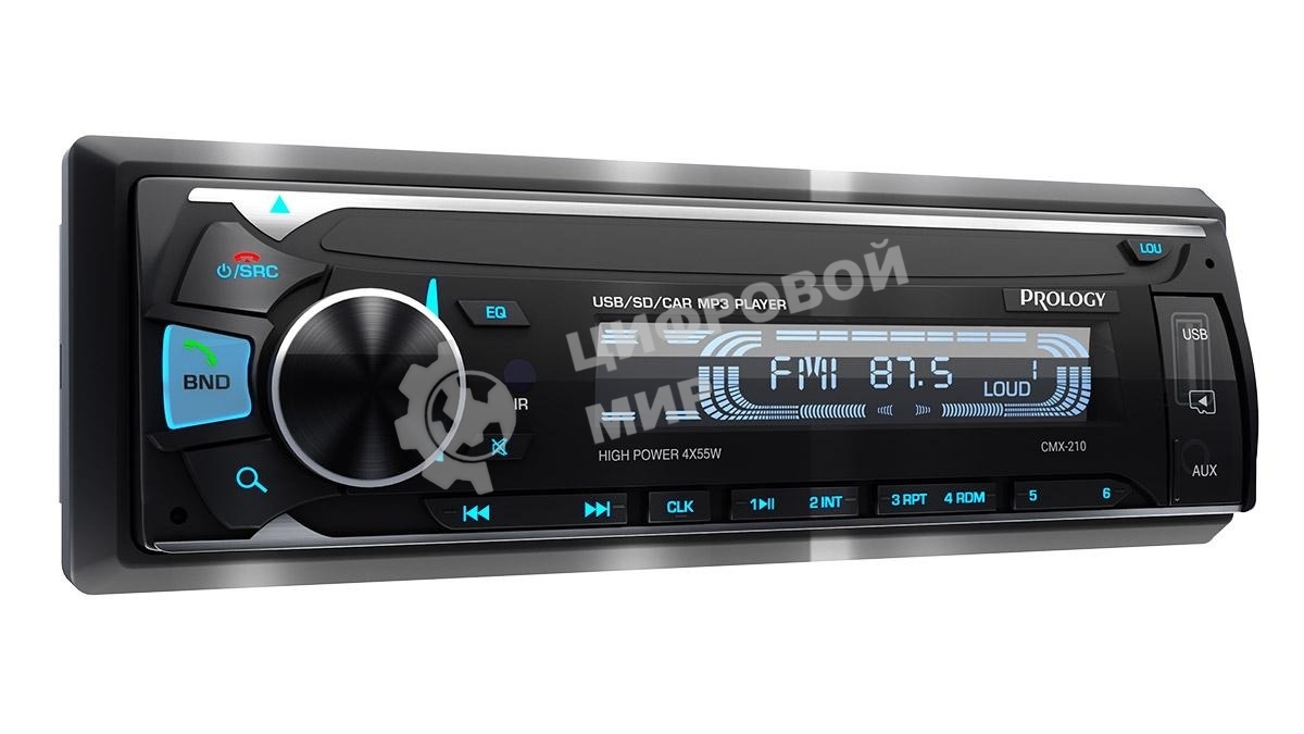 Автомагнитола Prology CMX-210, 1 DIN, Bluetooth, USB Type-A, AUX, пульт ДУ