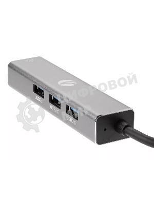 Переходник VCOM USB 3.0 -->RJ-45 1000Mbps+3 USB3.0, Aluminum Shell, 0.2м DH312A