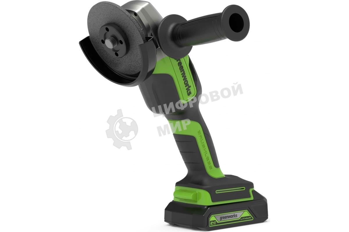 Угловая шлифовальная машина аккумуляторная GreenWorks GD24AG, 24V, бесщеточная без АКБ и ЗУ (3200207)