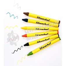 Восковые мелки Silwerhof Монстрики, круглые, 6 цветов, длина 89мм, диаметр 8мм, картонная коробка с европодвесом