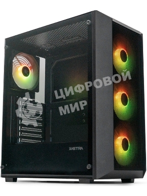 Компьютерный корпус XASTRA A406 4ARGB Black ATX/Mesh/tempered glass/4x120мм ARGB PWM fans/A406-4FC12A