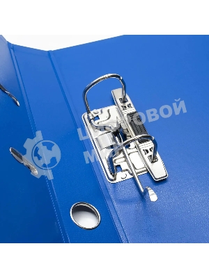 Папка-регистратор Silwerhof 1890085 A4 50мм, двусторонний ПВХ, синий, металлическая окантовка, сборная, сменный карман на корешке